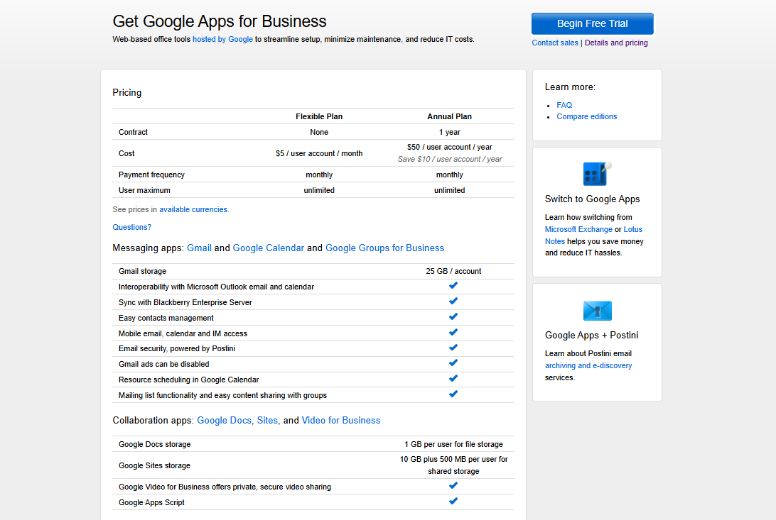 Google Workspace pricing on February 6, 2012