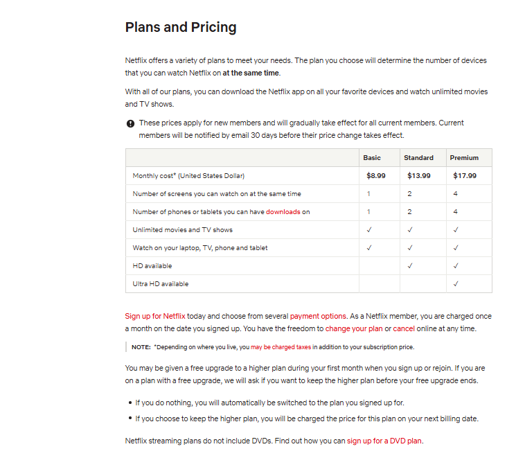 Netflix pricing on February 5, 2021