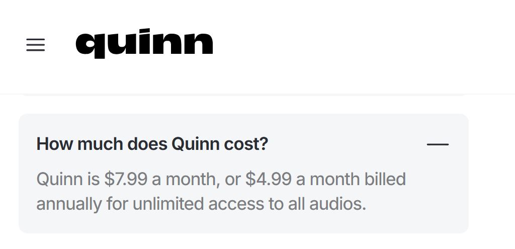 Quinn Audio pricing on April 9, 2025