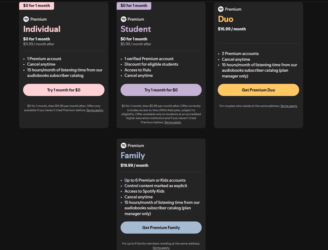 Spotify Premium pricing on April 17, 2025