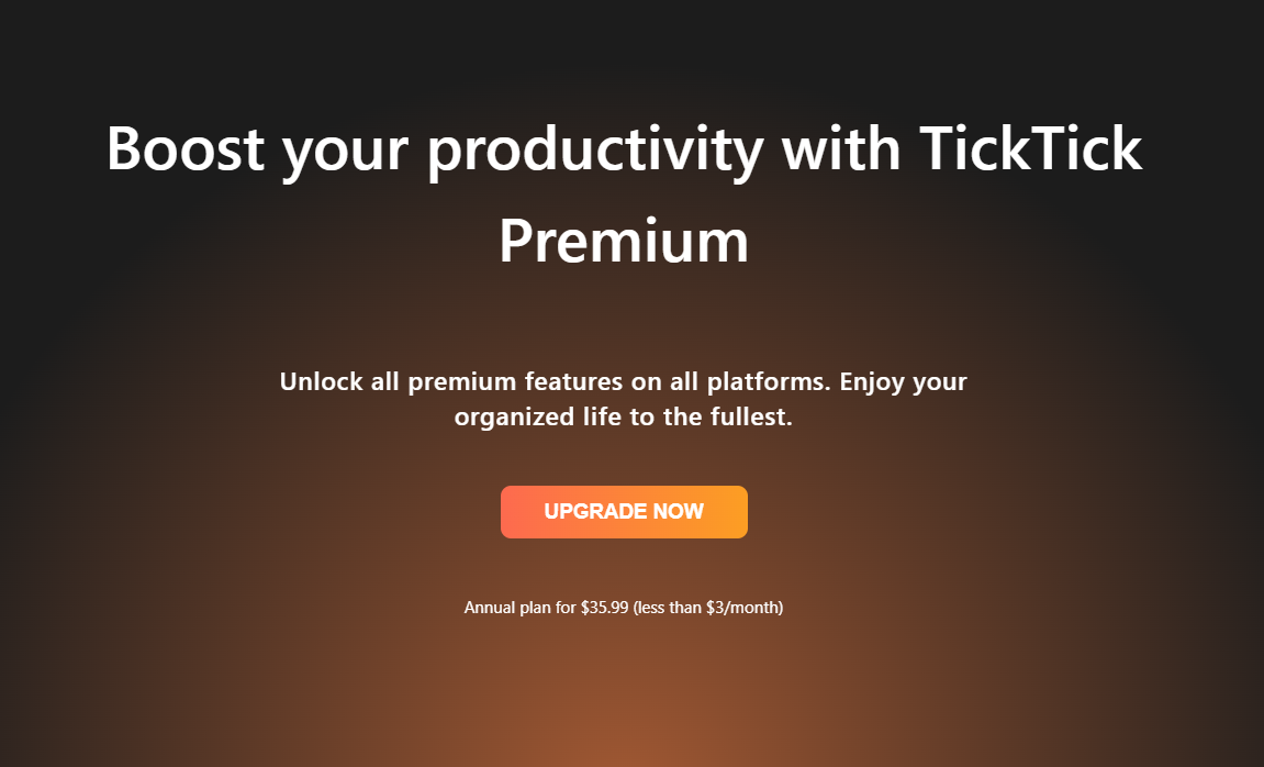 TickTick pricing on August 13, 2025