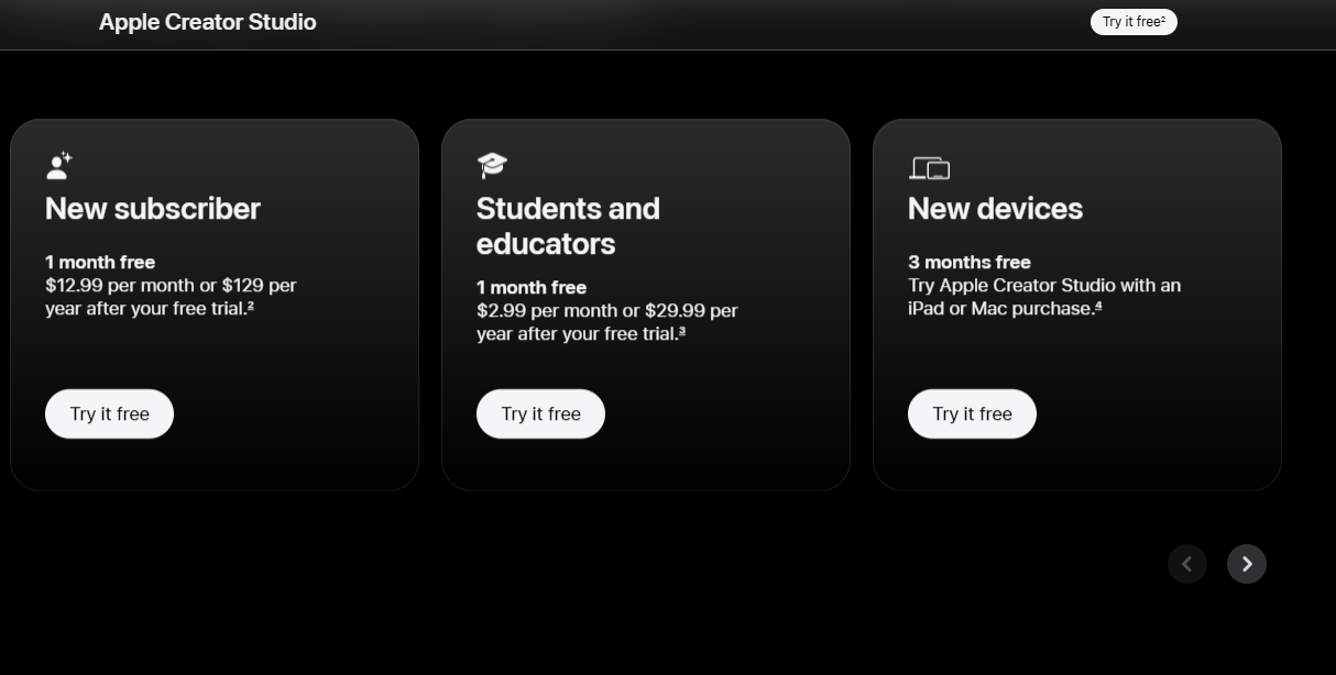 Apple Creator Studio pricing on January 8, 2026