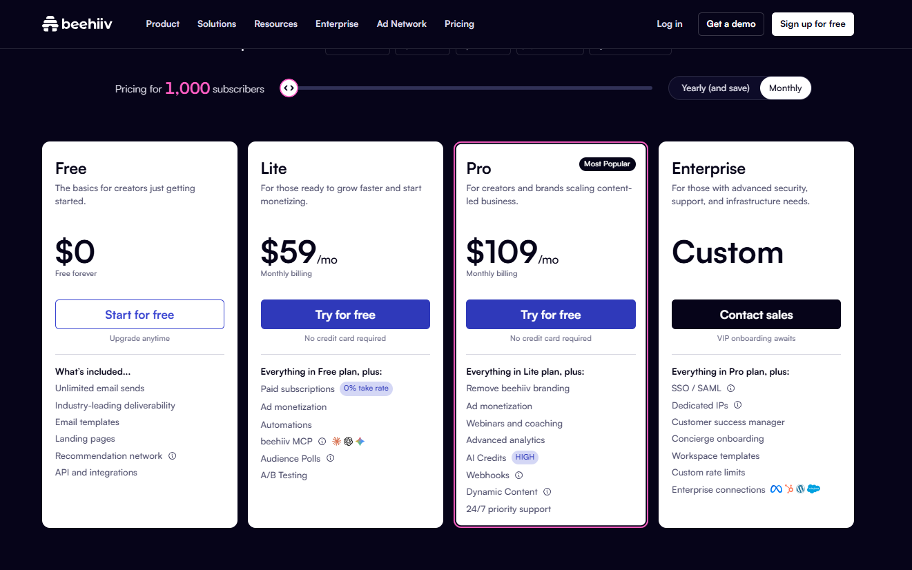 Beehiiv pricing on October 1, 2026