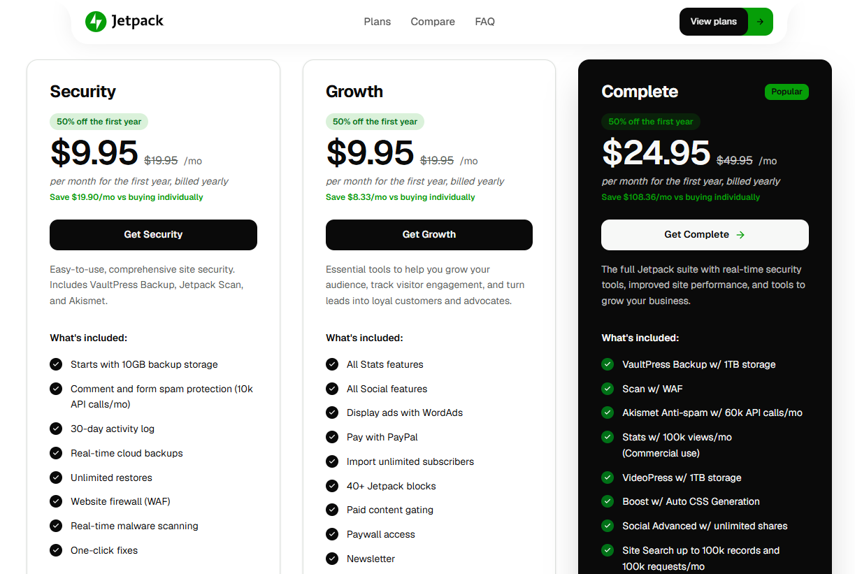 Jetpack pricing on January 28, 2026