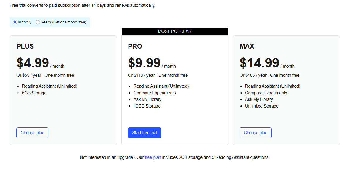 Mendeley pricing on January 9, 2026