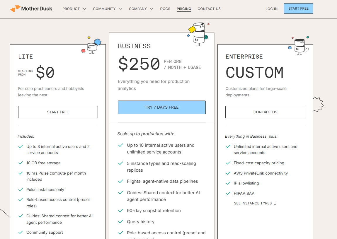 Motherduck pricing on January 26, 2026