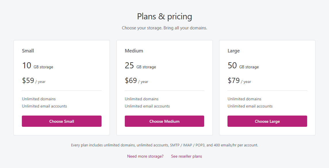 MXroute pricing on January 27, 2026