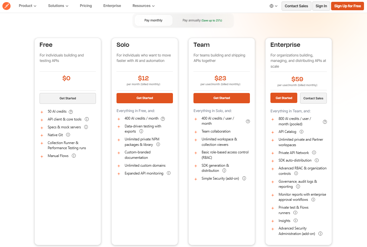 Postman pricing on January 7, 2026