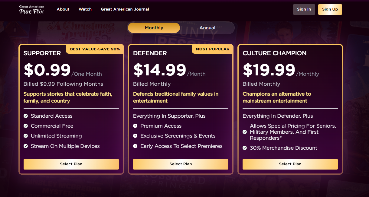 Pure Flix pricing on October 10, 2026
