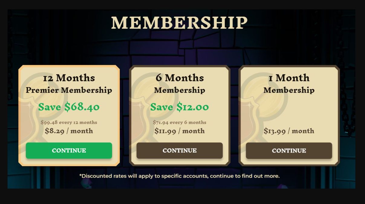 Runescape Membership pricing on January 22, 2026