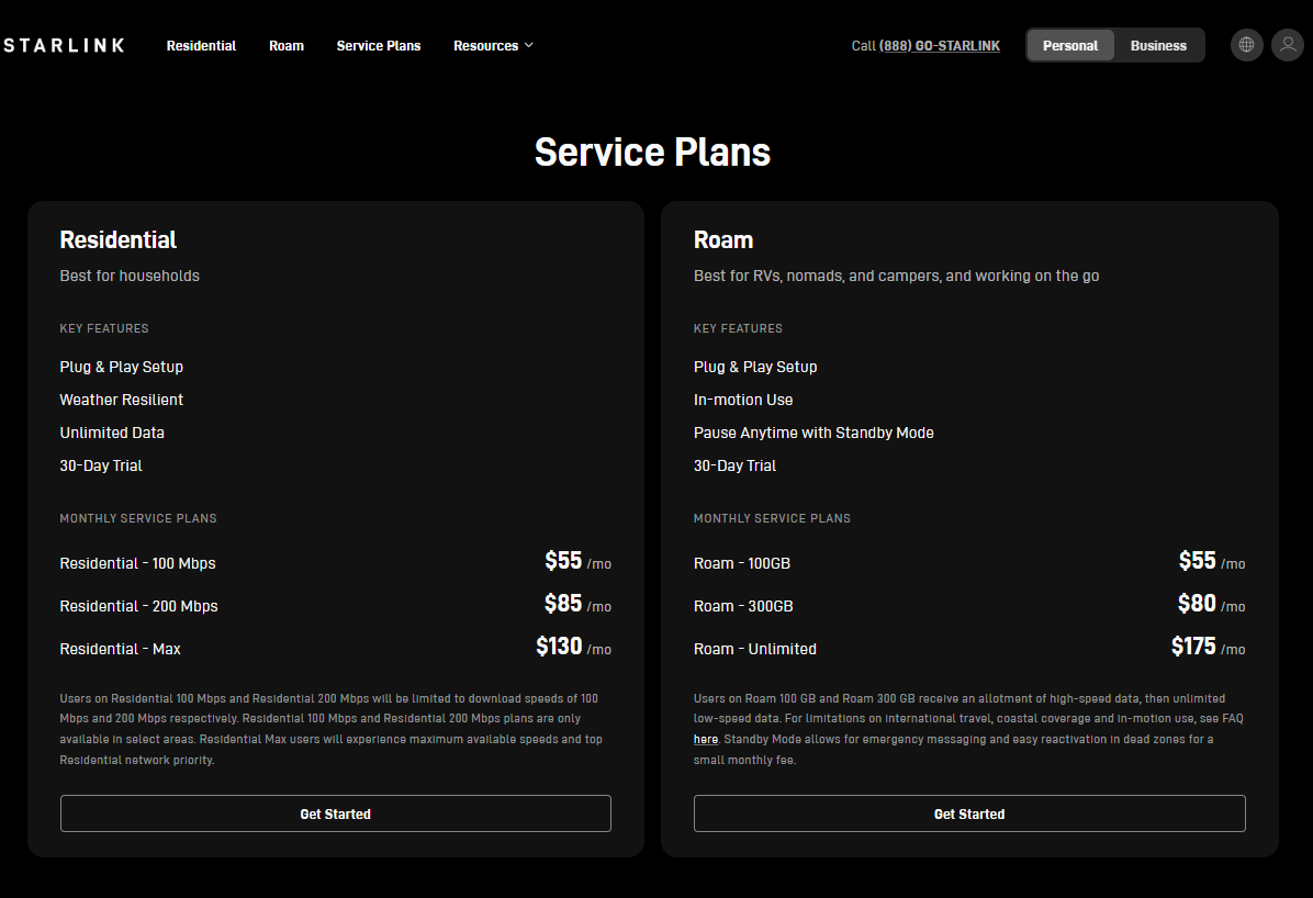 Starlink pricing on January 28, 2026