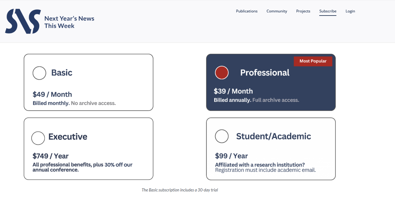 Stratnews Subscription pricing on January 30, 2026