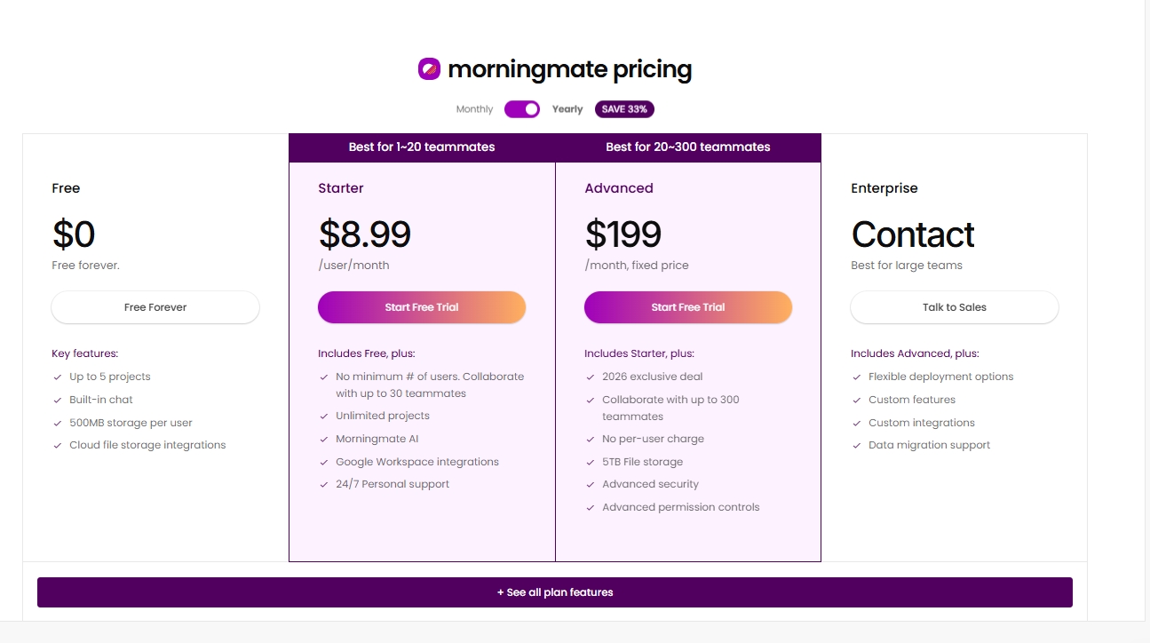 Morningmate pricing on February 11, 2026