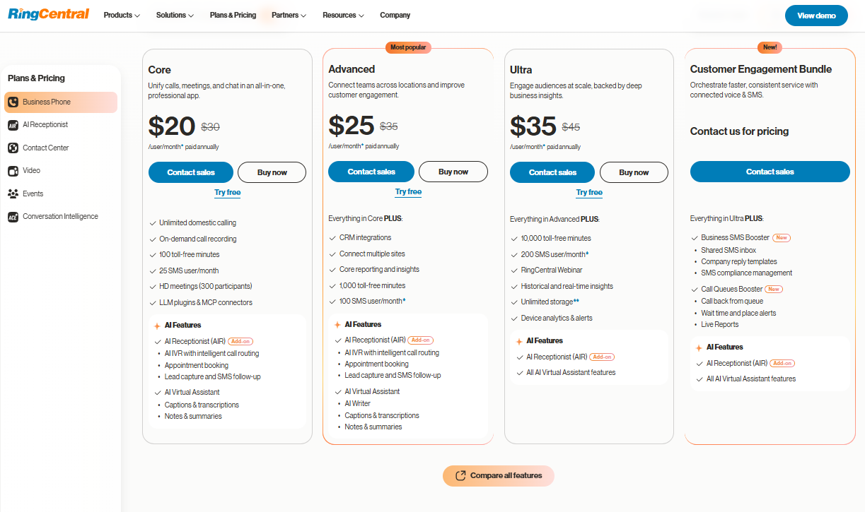 RingCentral pricing on March 4, 2026