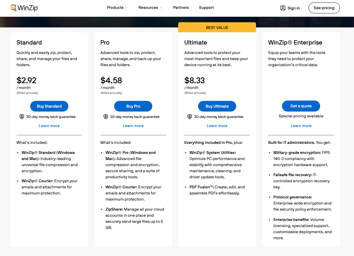WinZip pricing on March 18, 2026