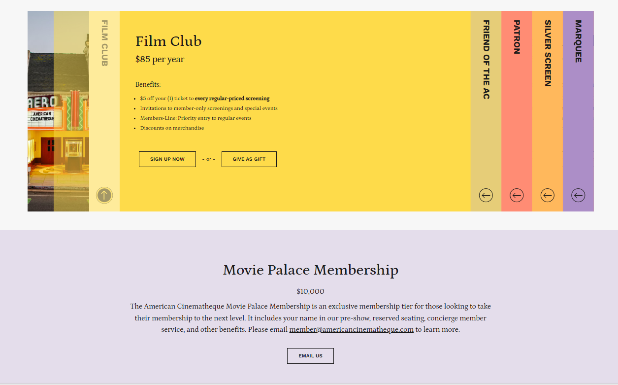 American Cinematheque Membership pricing on April 2, 2026