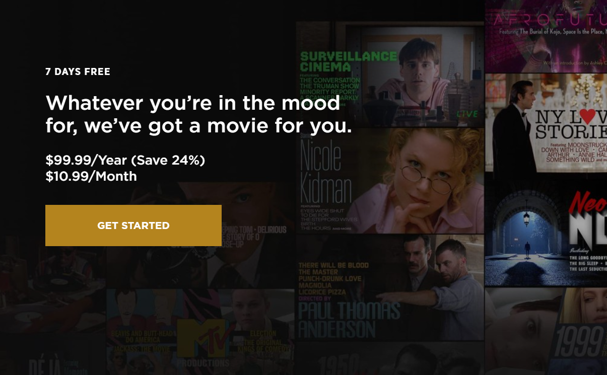 Criterion Channel Subscription pricing on April 10, 2026