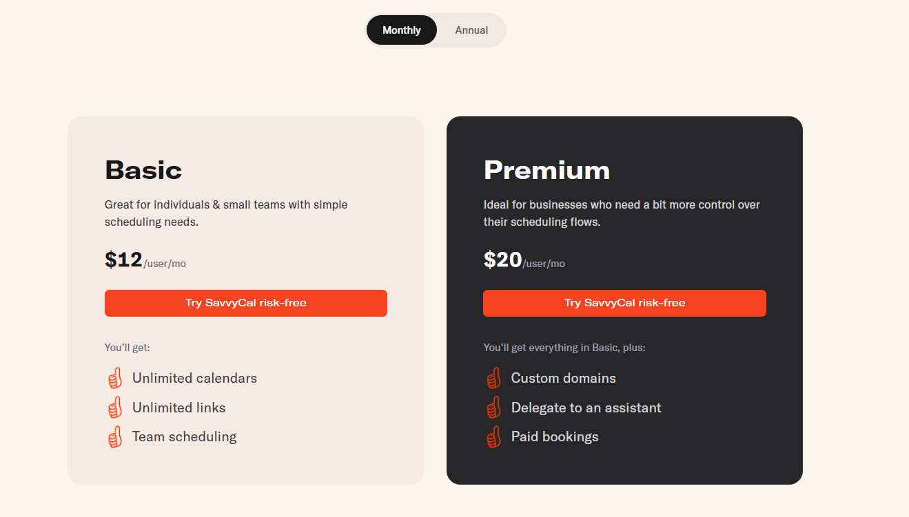 SavvyCal pricing on April 8, 2026