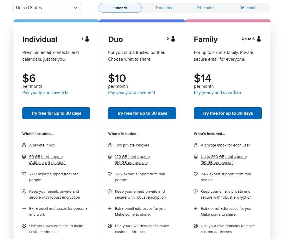 Fastmail pricing on June 24, 2026