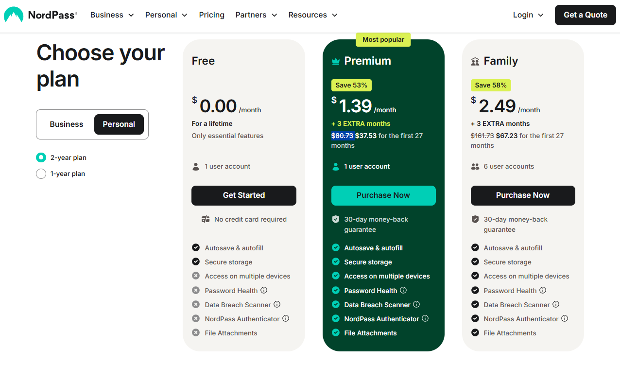 NordPass pricing on June 17, 2026