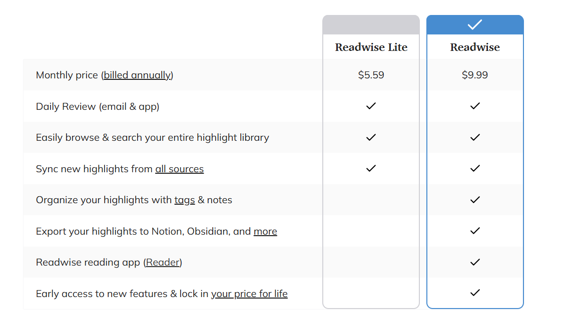 Readwise pricing on June 24, 2026