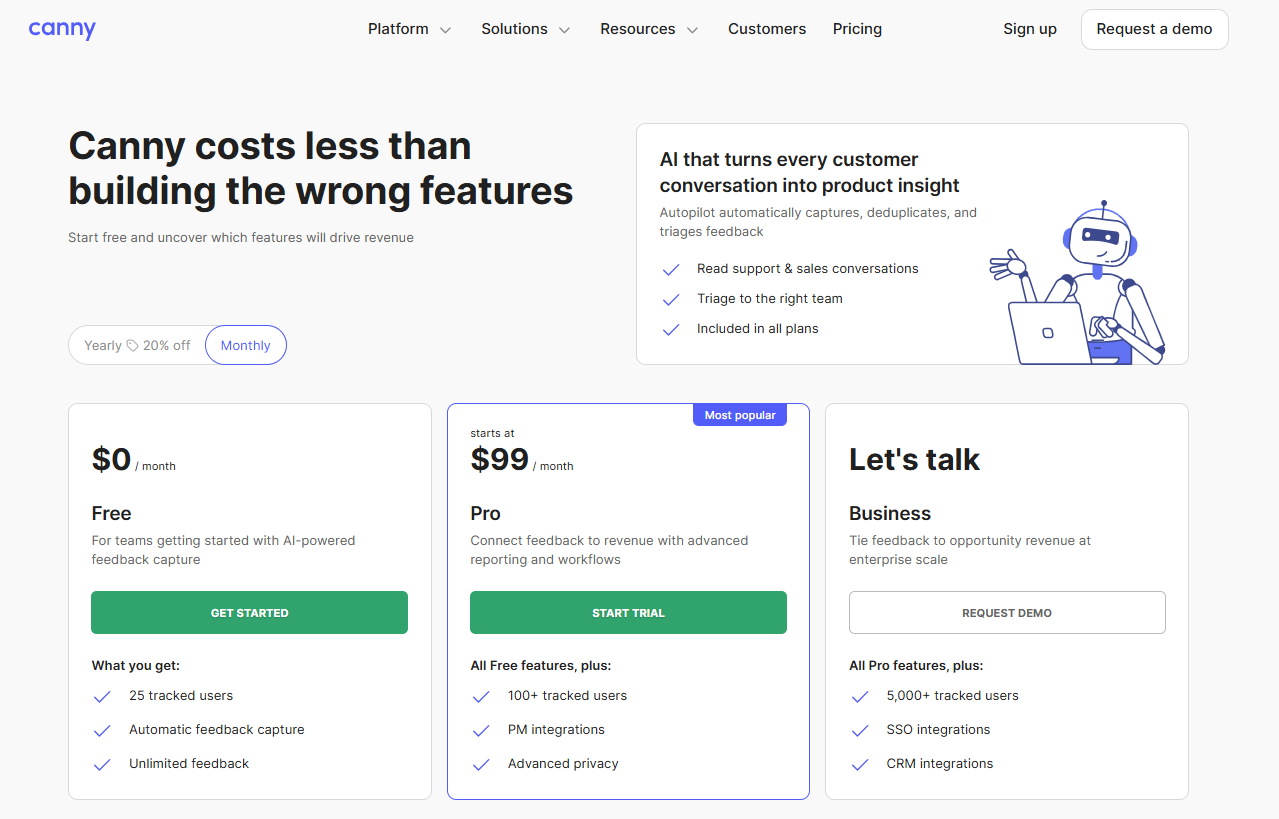 Canny pricing on July 22, 2026