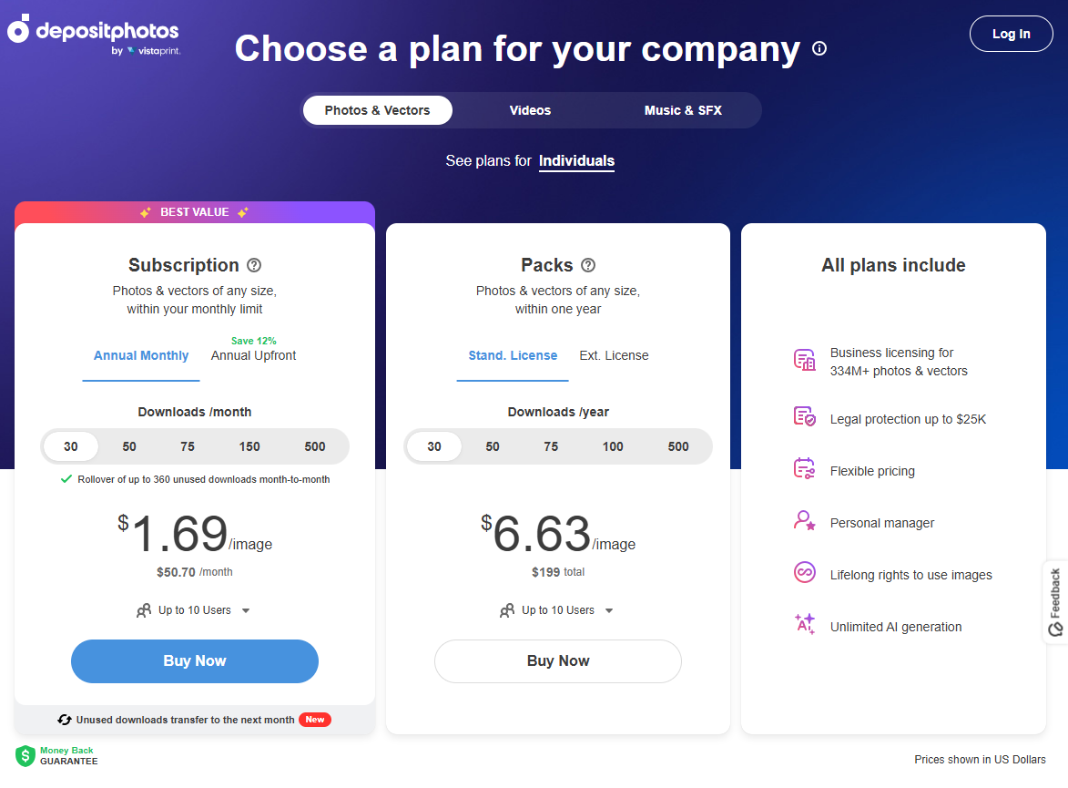 DepositPhotos pricing on July 9, 2026