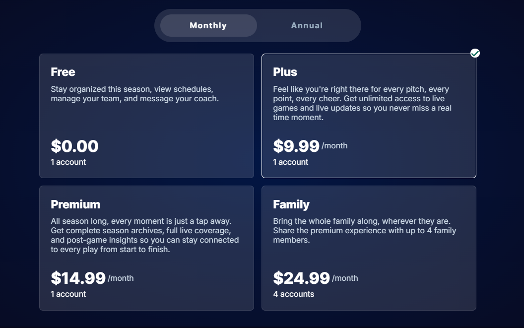 GameChanger pricing on July 4, 2026