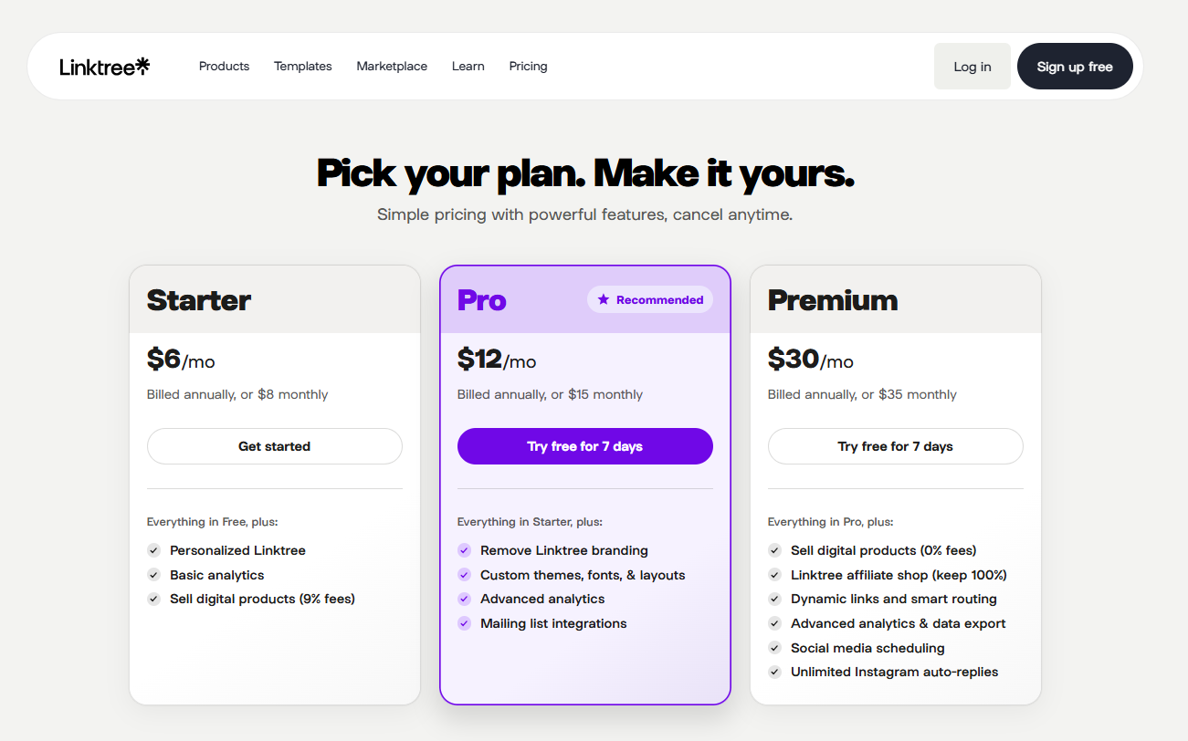 Linktree pricing on July 17, 2026