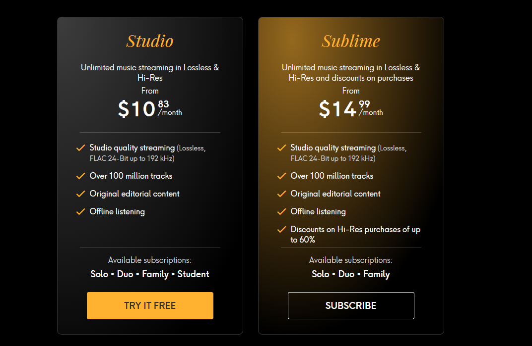 Qobuz pricing on July 22, 2026