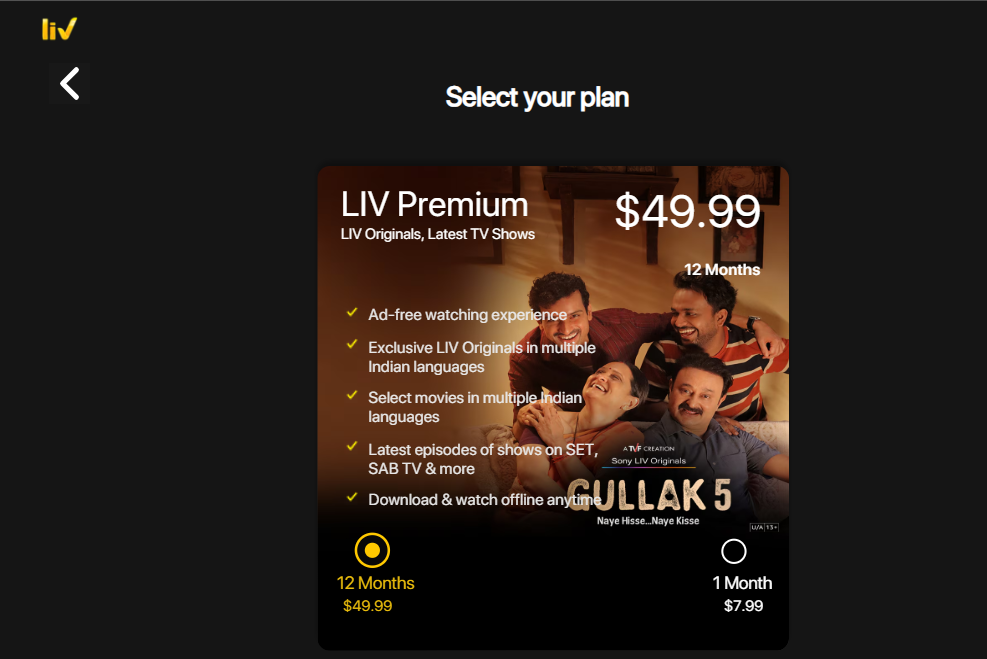 SonyLIV Subscription pricing on July 16, 2026