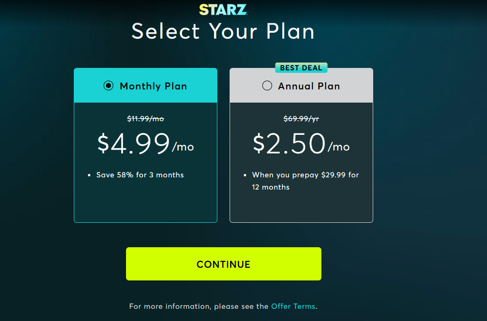 STARZ Subscription pricing on July 15, 2026