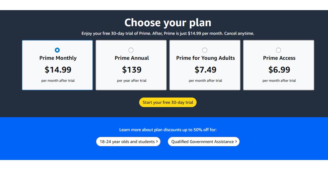 Amazon Prime pricing on August 24, 2026