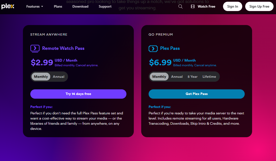Plex Pass pricing on August 6, 2026