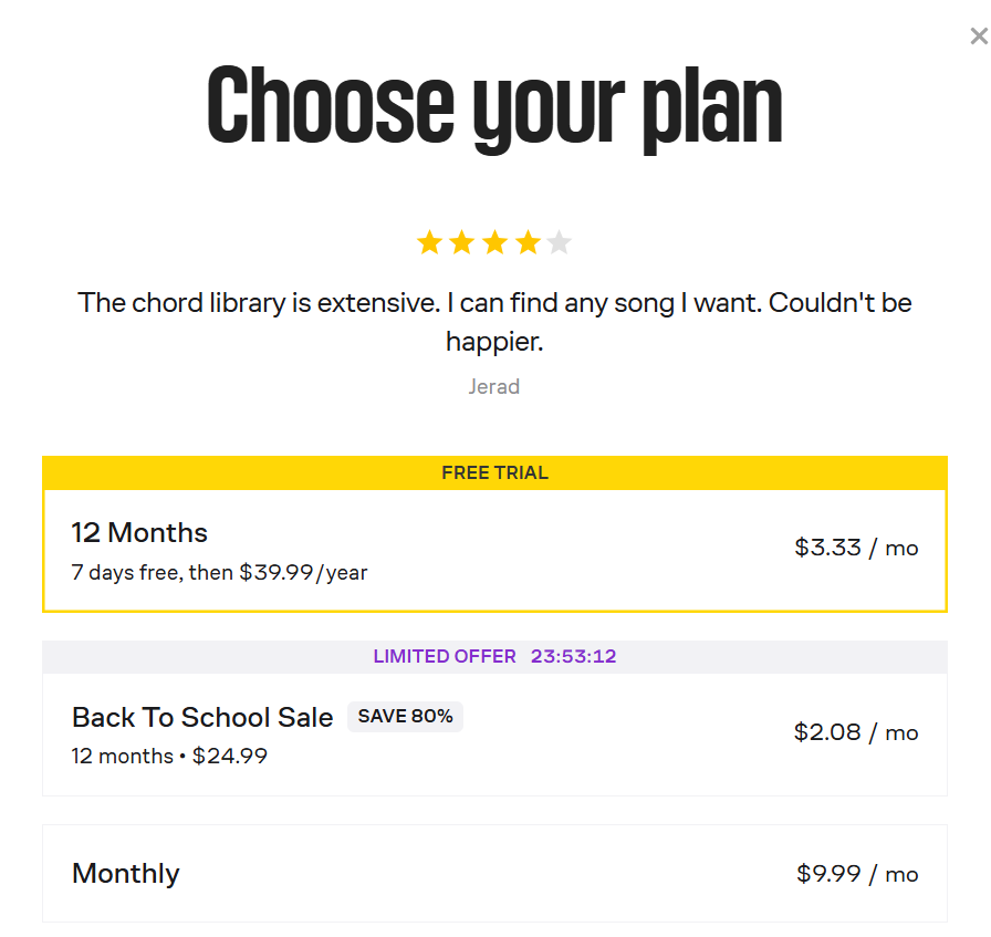 Ultimate Guitar pricing on August 13, 2026