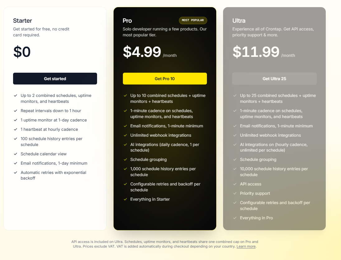 Crontap pricing on September 8, 2026