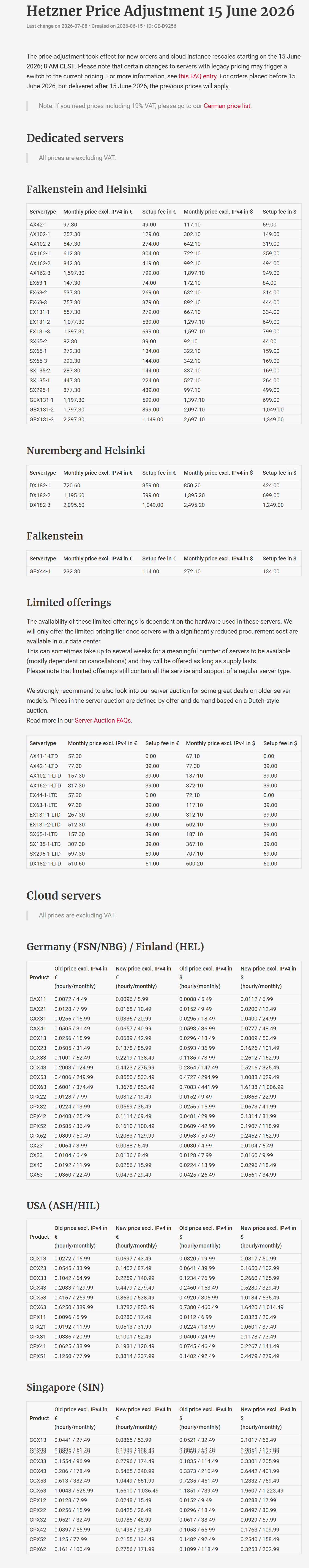 Hetzner pricing changes discussion image