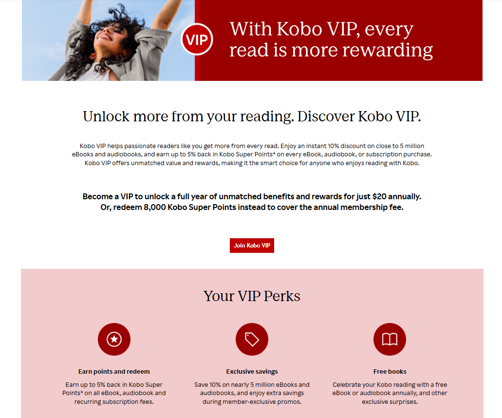 Kobo VIP Membership pricing on September 3, 2026