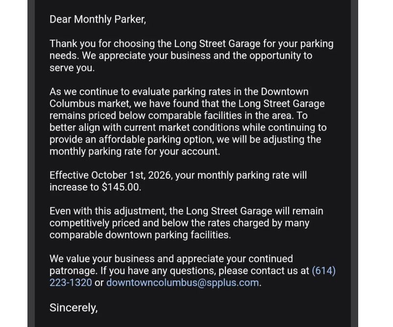 Long Street Garage Parking pricing changes discussion image