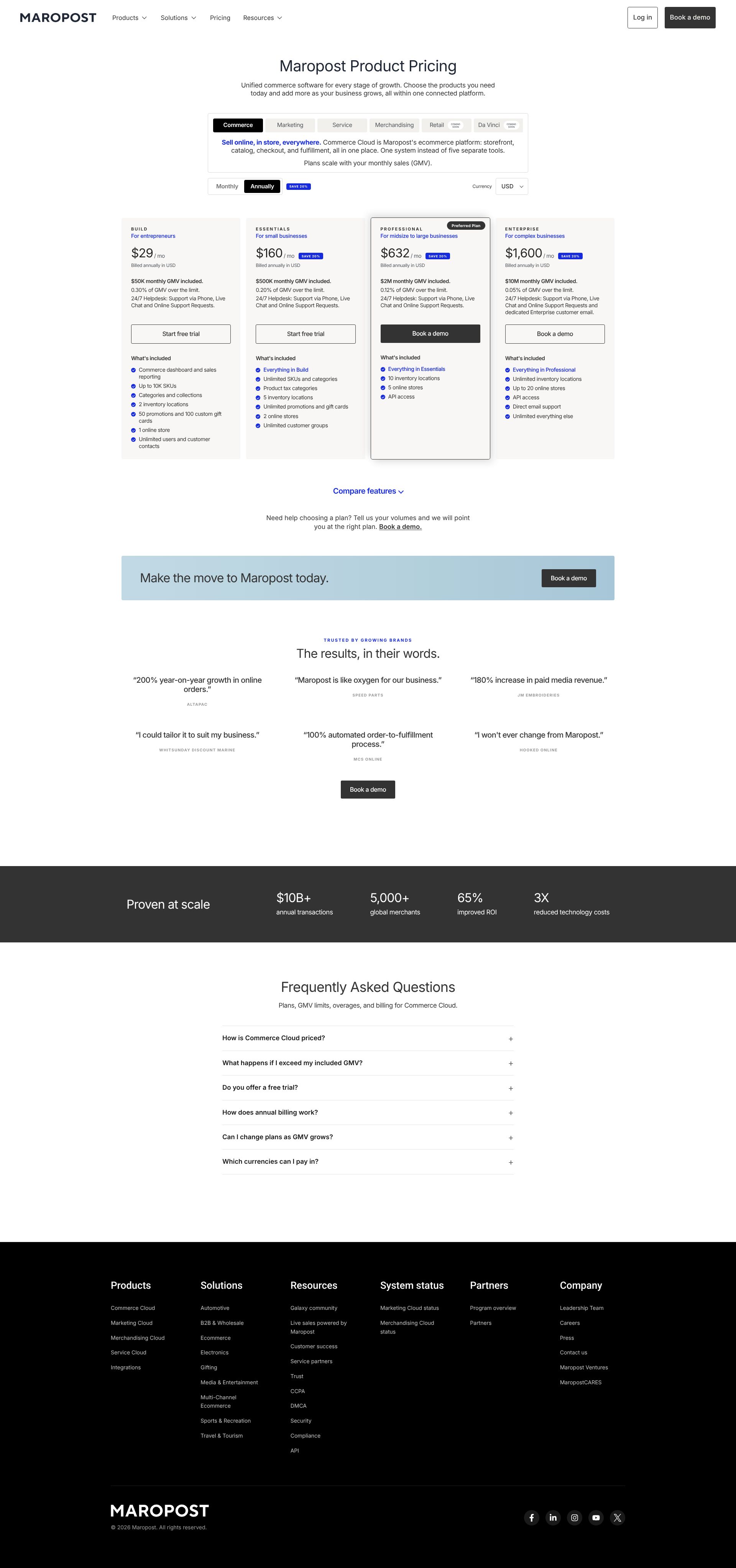 Maropost pricing on September 13, 2026