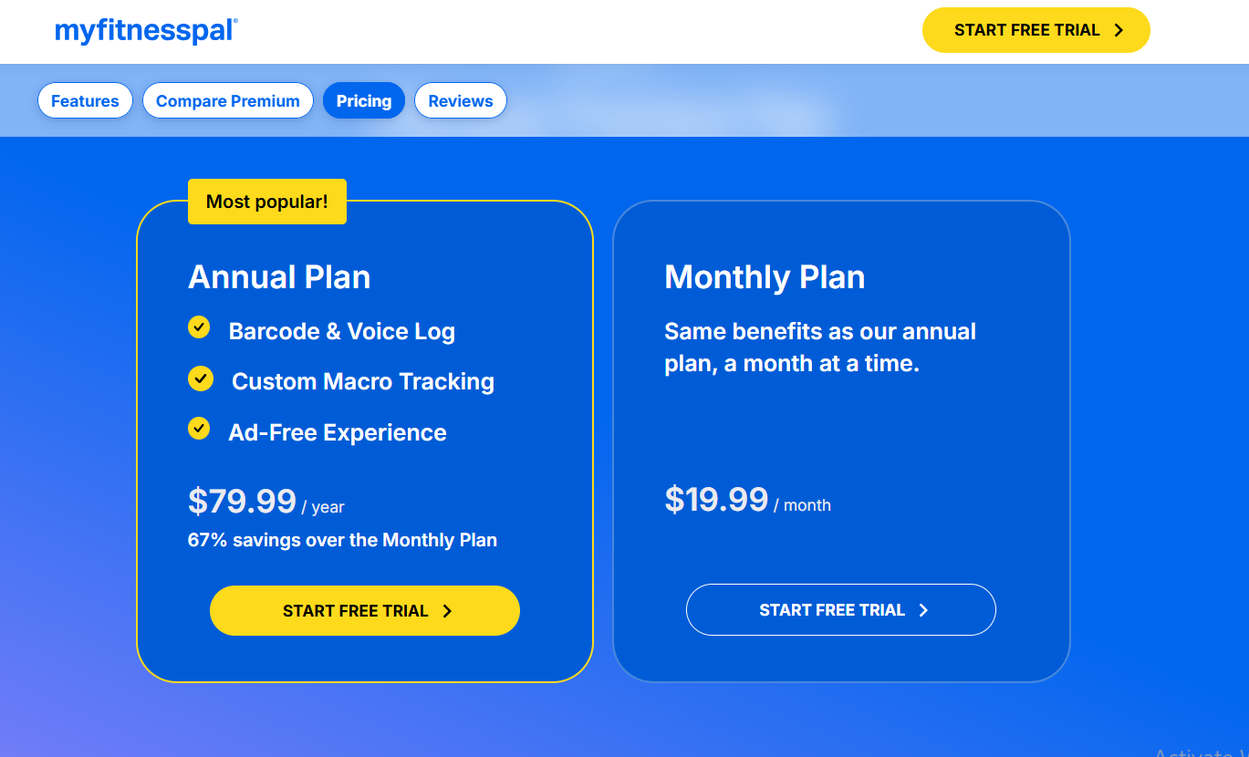 MyFitnessPal Premium pricing on September 22, 2026