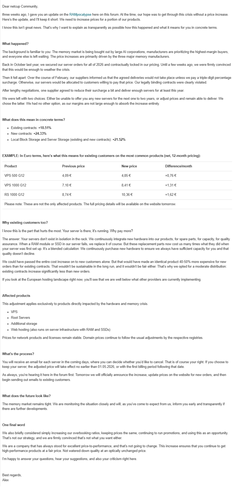 Netcup pricing changes discussion image