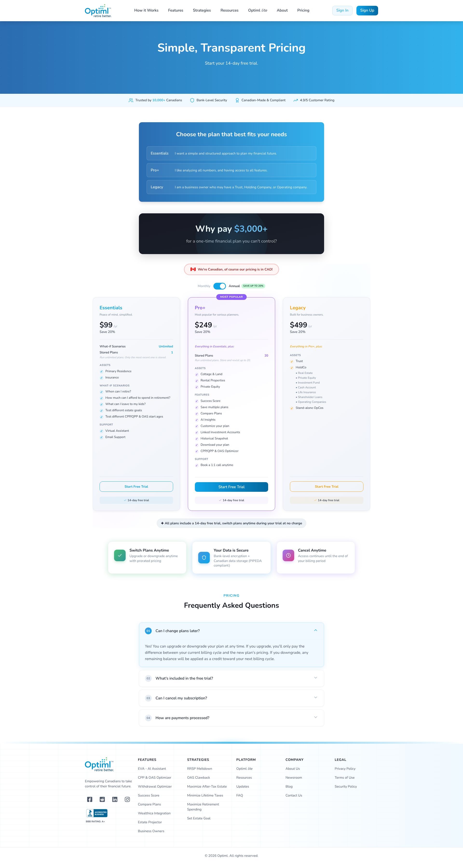 Optiml pricing on September 12, 2026