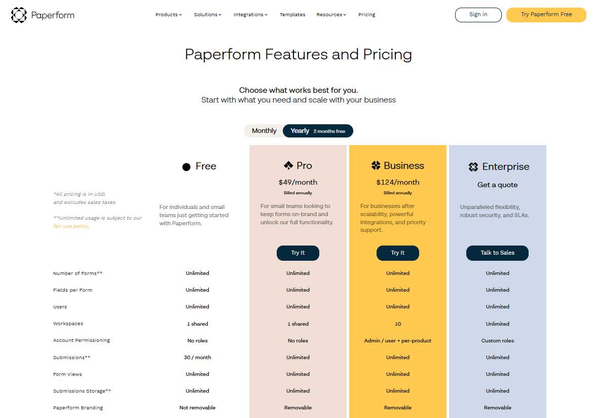Paperform pricing on September 22, 2026
