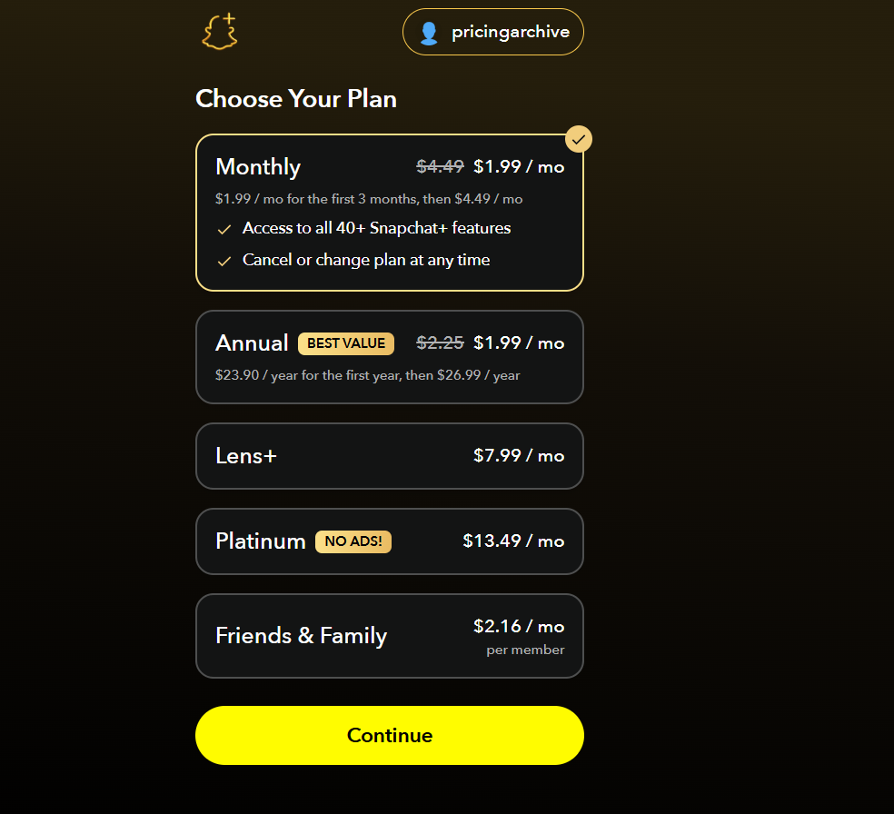Snapchat Plus pricing on September 15, 2026