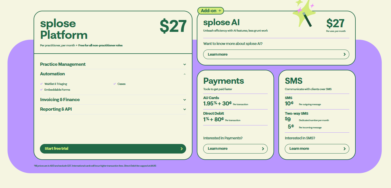 splose pricing on September 3, 2026