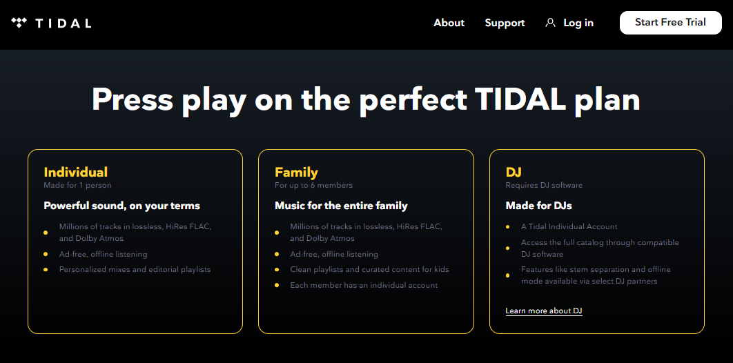 TIDAL Music pricing on September 9, 2026