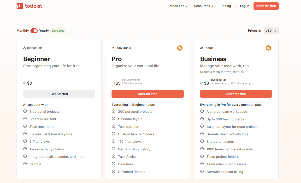 Todoist pricing on September 11, 2026