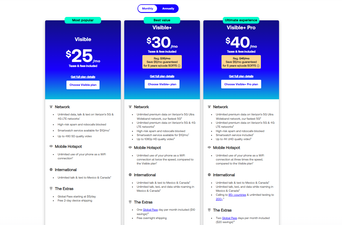 Visible Internet pricing on September 17, 2026