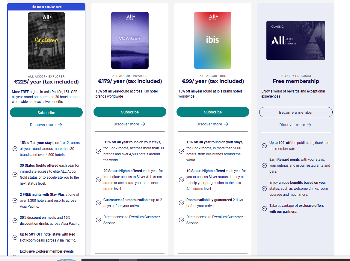 Accor Subscription pricing on October 2, 2026